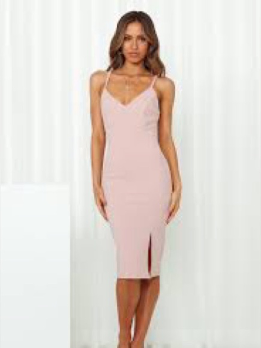 HELLO MOLLY "I Know A Guy" Midi Dress in Blush